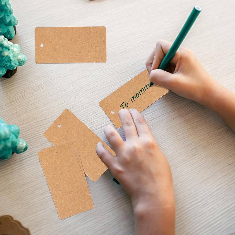 g2plus 100PCS Kraft Paper Gift Tags with String,3.5" x 1.7"Brown Blank Tags with Jute Twine Rectangle Labeling Tags for Arts and Crafts,Wedding,Christmas,Thanksgiving and Holiday - Image 3